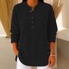 2025 Women's Loose V-Neck Corduroy Long Sleeve Top - Autumn/Winter Solid Color Casual Style