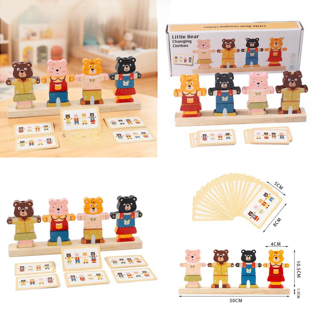Wooden Early Learning Bear Dress Up Toy With Color Recognition For Kids Educational Game