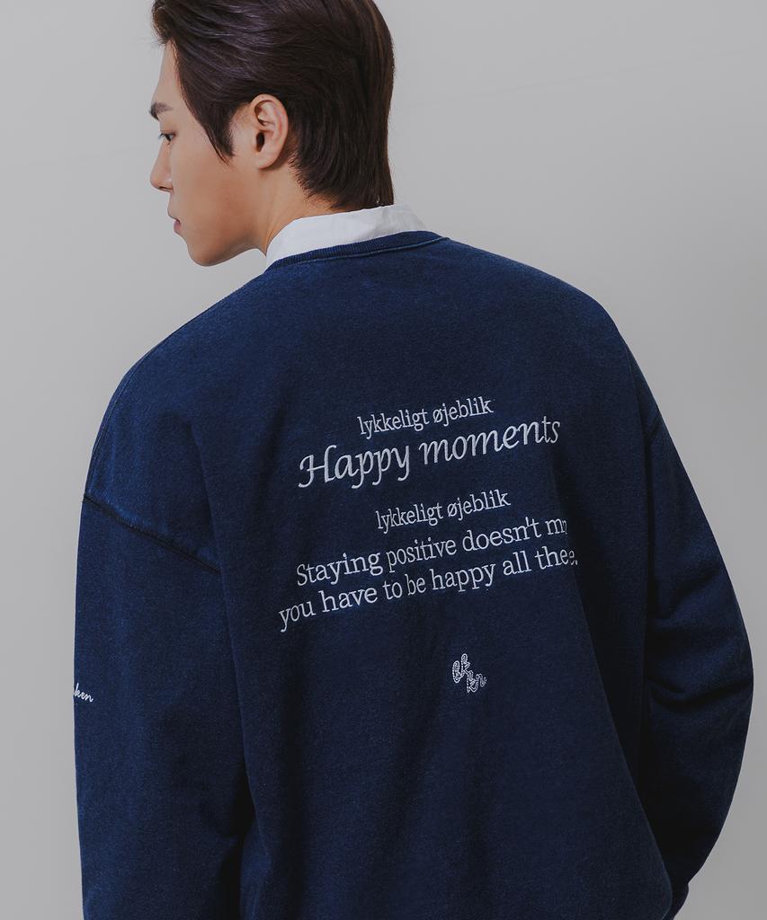 BAKKEN Happy Moment Washed Denim Sweatshirt Bk5978_Dark Blue Denim