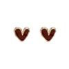 Vintage French Red Heart Earrings - Unique High-End Autumn/Winter Studs for Women 2024
