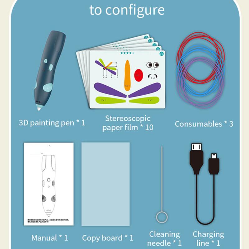 

Ручка для 3D-печати, не горячая в руке, беспроводная 3D-детская трехмерная ручка для граффити, ручка для рисования, детский студенческий подарок [низкотемпературная версия] темно-синий