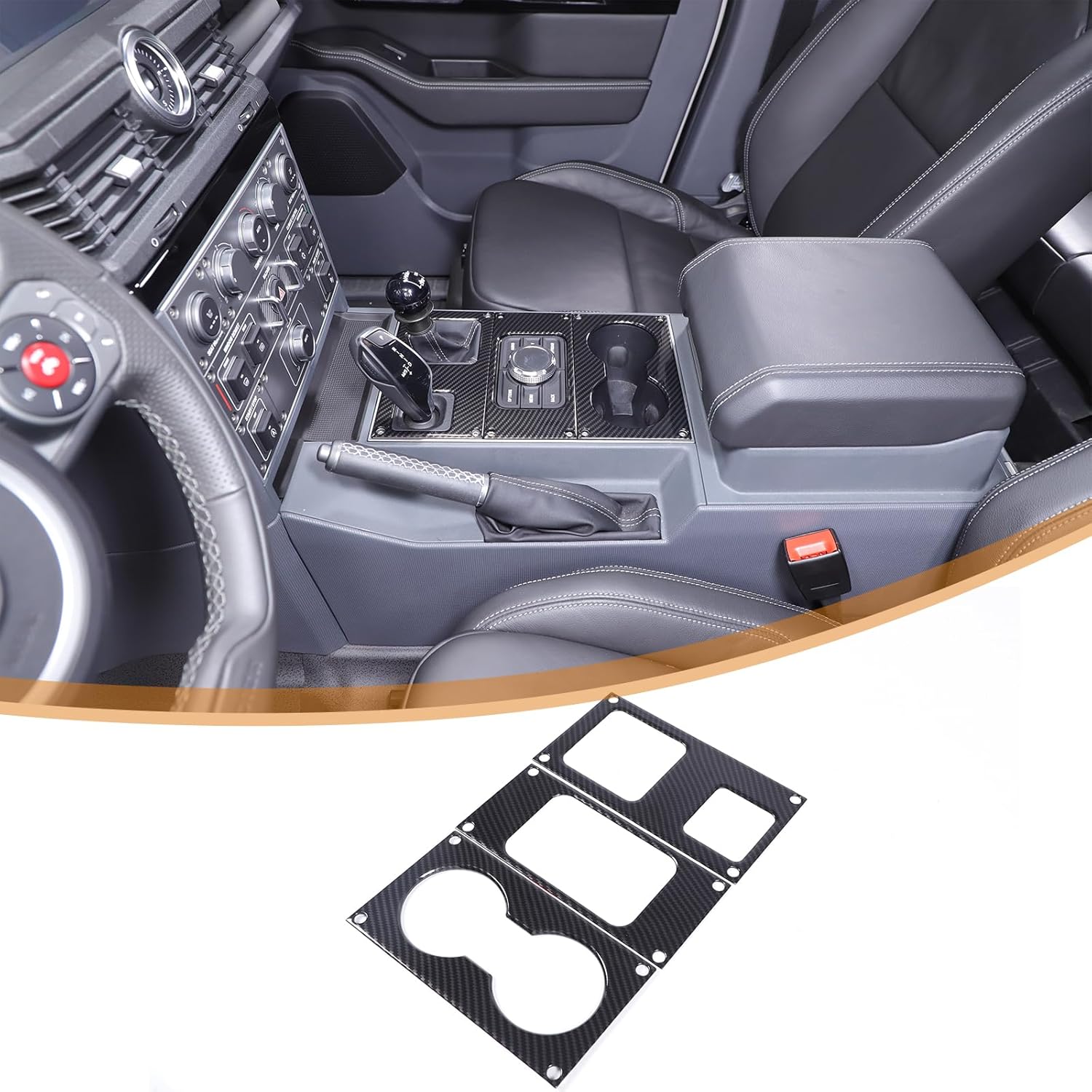 Car Gear Shift Console Anti-Scratch Panel Frame Compatible with Ineos Grenadier 2020-2026 ABS Central Control Gear Shift Panel Trim Cover (Carbon Carbon Fiber Pattern