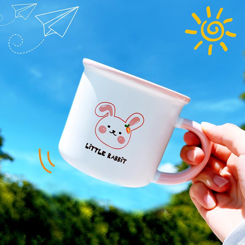 Cute Rabbit Ceramic Cup Mug Drinking Water Cup Cup Creative Year of Rabbit Gift Milk Cup Breakfast Cup