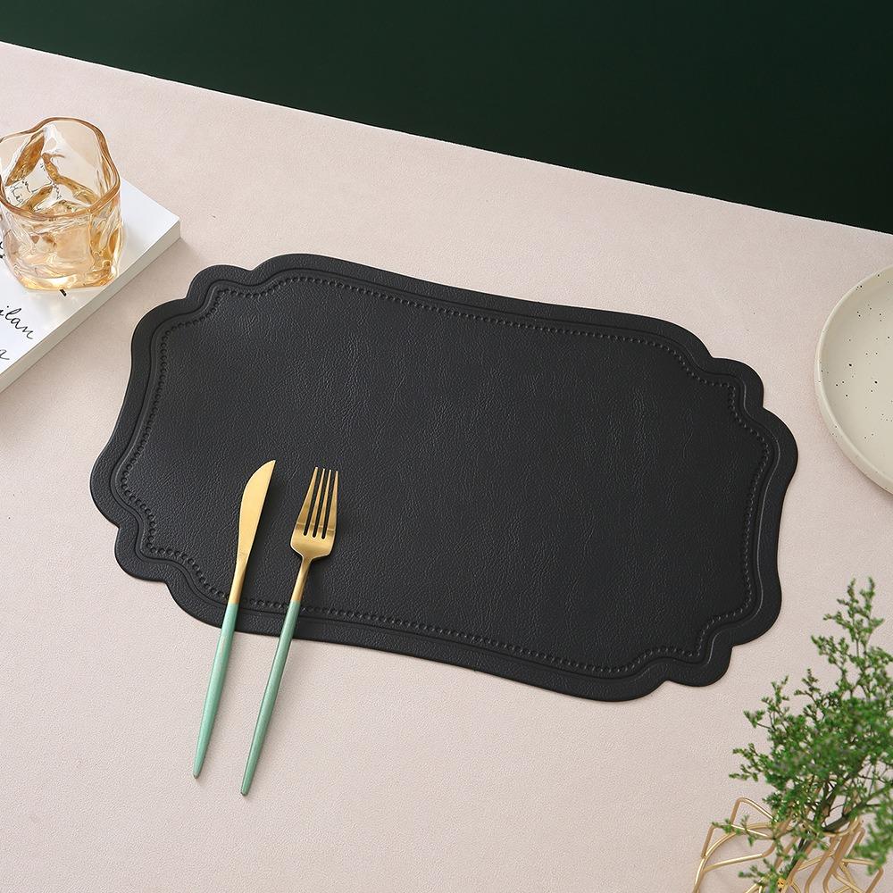 4-teiliges elegantes Retro unregelmäßiges Geschirr-Pad wasserdichte PU-Leder Platzmatte waschbar rutschfest wärmeisolierende Matte Bankett