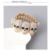Punk Skull Rhinestone Bracelet Gold Tone Bone Chain Cuff Halloween Hip Hop Unisex Fashion Accessory