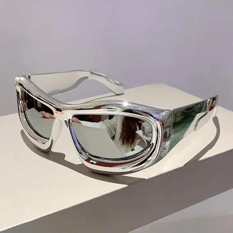 Y2K Oversized Big Frame Punk Square Sunglasses Women For Men Vintage Sun Glasses Luxury Brand Designer Steampunk Mirror Shades