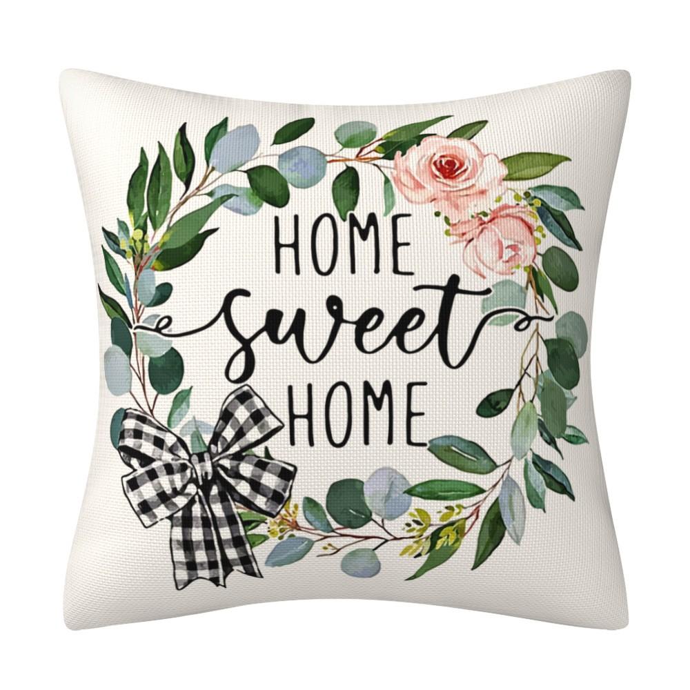Spring Garland Plant Flower Throw Pillowcases Cotton Linen Cushion Cover For Sofa Home Living Room Fundas Para Cojines