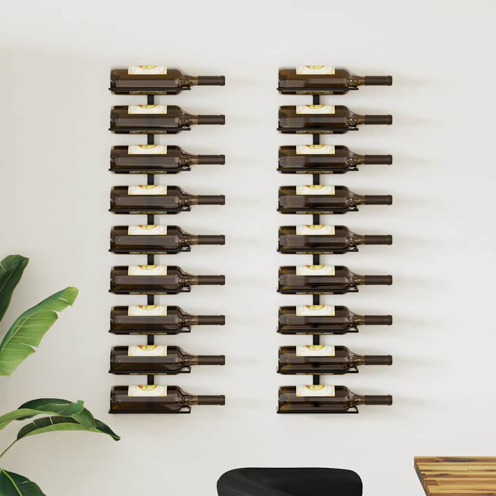 vidaXL Wand-Weinregale für 18 Flaschen 2 Stk. Schwarz Eisen schwarz