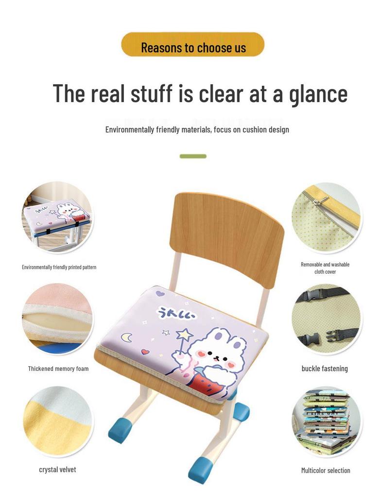 Student & Dorm Seat Cushion - Comfortable, Dual-Use Square Stool Cushion for All Seasons