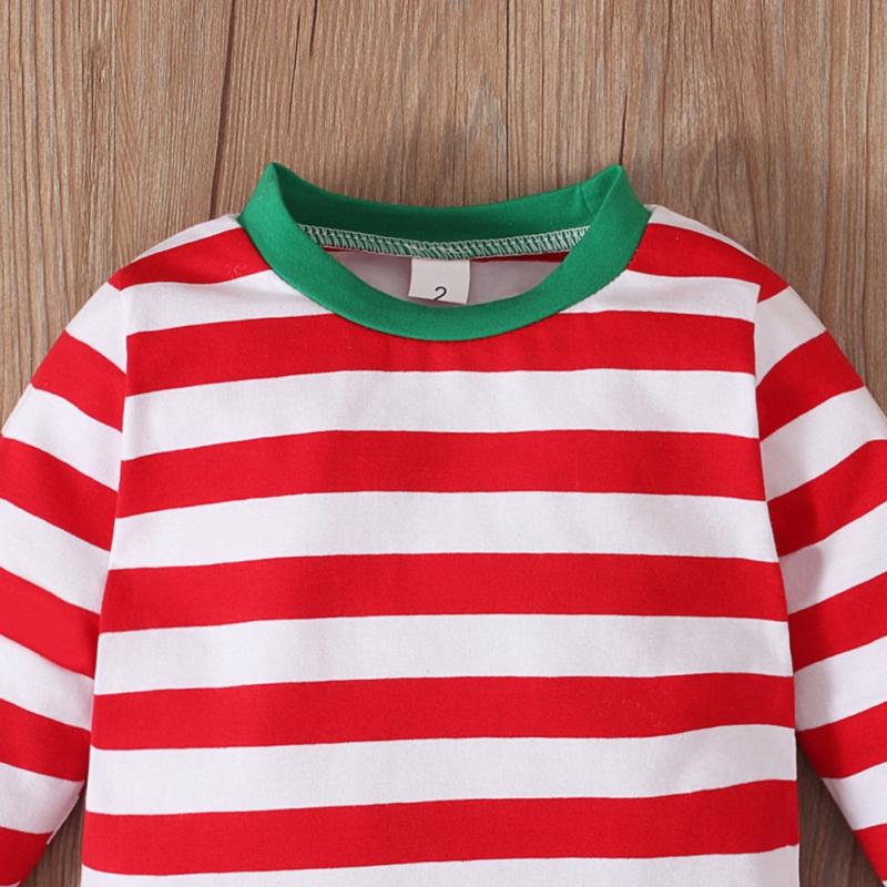 Children's Striped T-Shirt And Pants Two-Piece Set Kids Loungewear Christmas Clothing