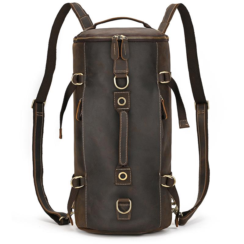 

Male Backpack Genuine Leather Travel Bag For Man Cowhide Leather Travelling Bag Multifunctional Bagpack Sport Tactical Backpack темно-коричневого кольору