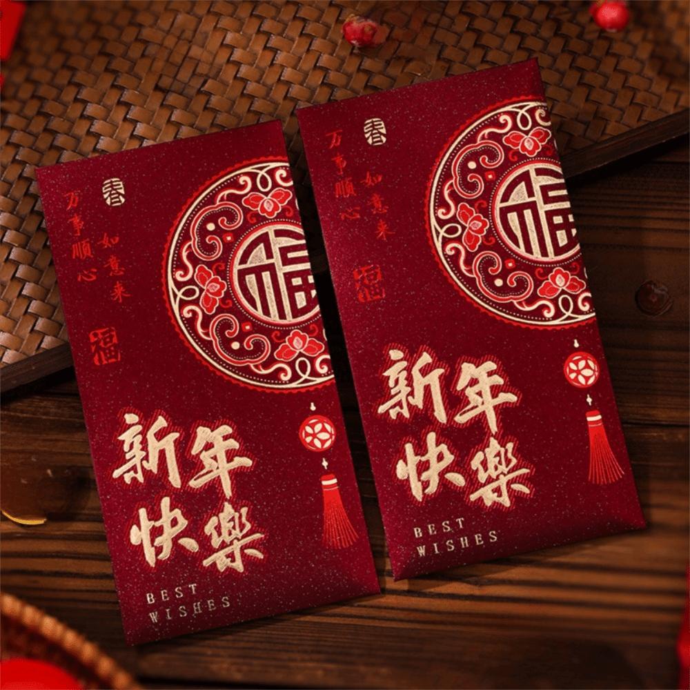 6pcs Blessing Gift Hot Gold 2026 Horse Year Red Envelope Art Paper Hongbao Red Packet Traditional Gift Envelope Lunar Year