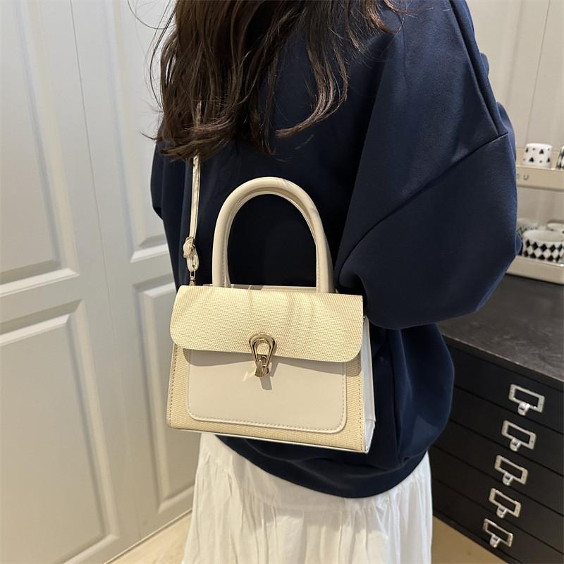Womens Pu Small Square Bag With Contrast Color Blocking And Phone Pocket For Daily Use
