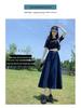2025 Retro Elastic Waist A-line Denim Skirt - Slimming Mid-Length Design