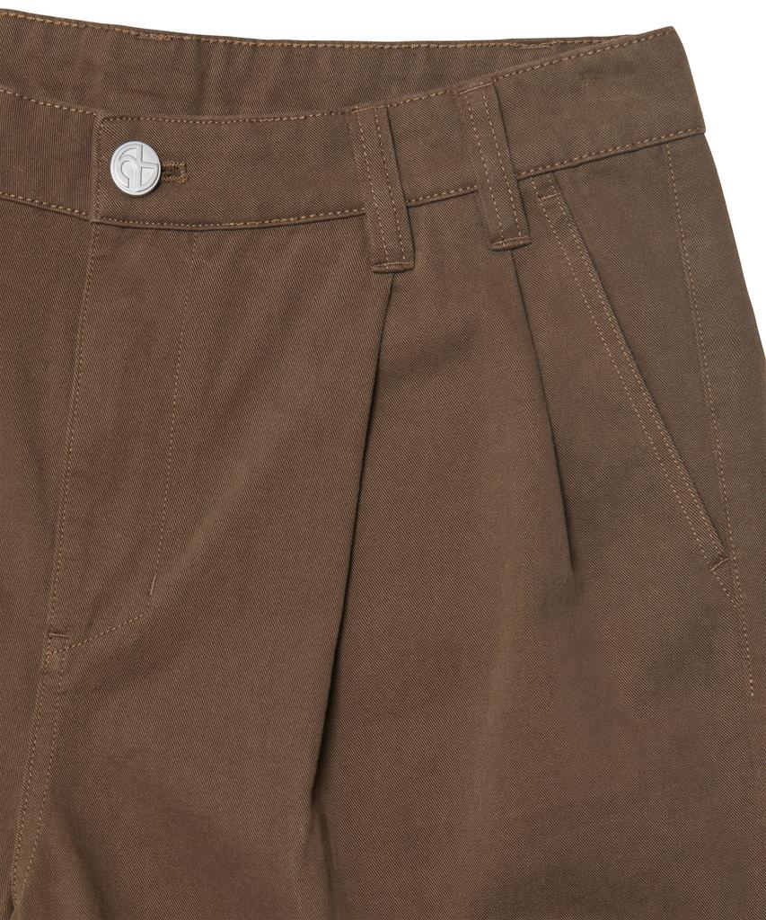 Nomaenyueol Loose Fit Two-Tuck Pants - Brown