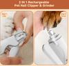 Manufacturer  Price 2 In1 Cat Nail Clipper Grinder Safe Portable Electric Rechargeable Pet Grooming Tool LED Light