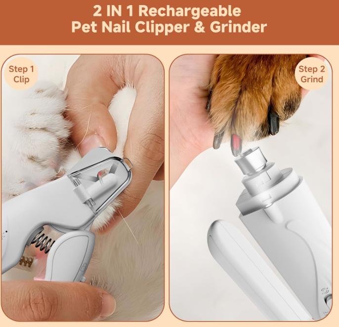 Manufacturer  Price 2 In1 Cat Nail Clipper Grinder Safe Portable Electric Rechargeable Pet Grooming Tool LED Light