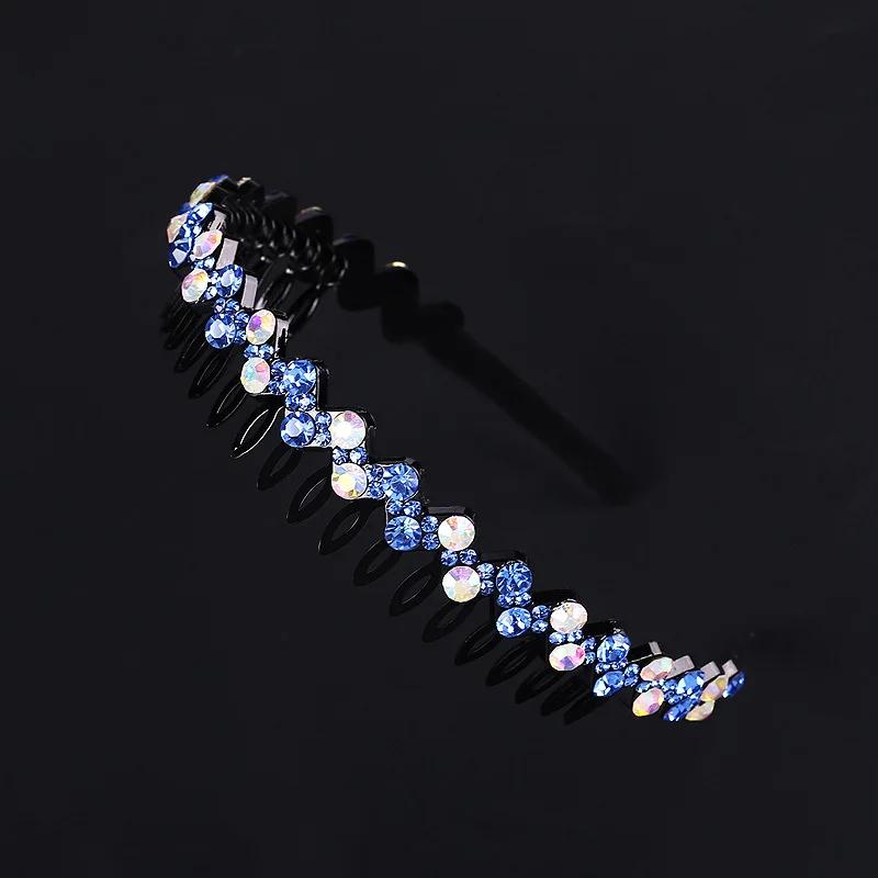 Unisex Hoop Top Metal Double Bangs Flower Rhinestone Hair Accessories Hairband Bezel Headband Men Women Hair Band Sports Hair