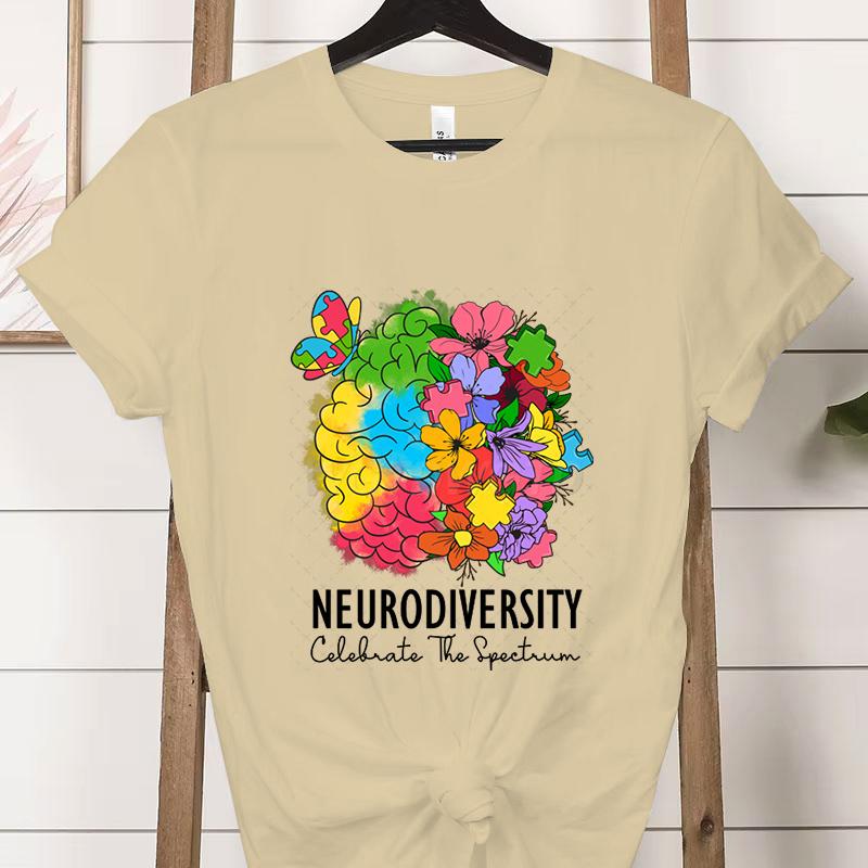 Teacher Autism Tshirt Floral Neurodiversity Celebrate The Spectrum Graphic T Shirts Clothing Autism Awareness Shirt for Women