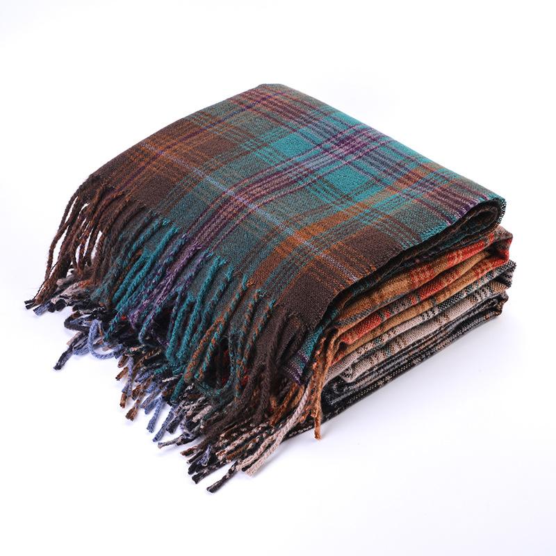 Korean Style Atmospheric Plaid Scarf for Women in Autumn and Winter Versatile and Fashionable Imitation Cashmere Warm Scarf High End Luxury Outerwear