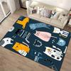 Colorful Cartoon Cat Pattern Carpet with Whimsical Feline Designs in Dark Blue Background Suitable for use as an anti-slip1 for1room and bedroom sofas