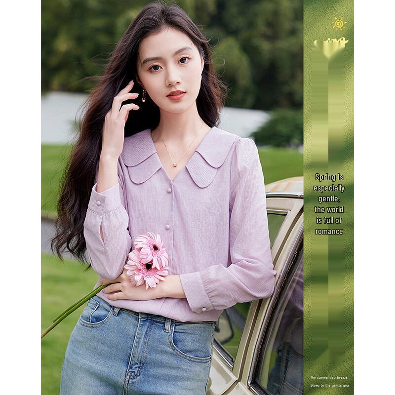 Elegant Women s Doll Collar Long Sleeve Blouse L