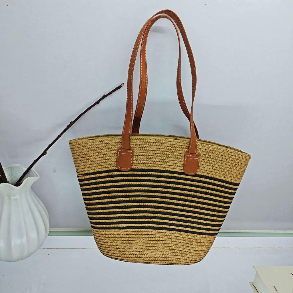Strohtasche Damen Sommer Rattan Tasche Tragetasche Wind Schulter Strandtasche Nische Literarisch Neu
