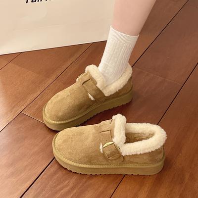 Winter Snow Cotton Shoes Retro New Warm and Velvet Doudou Soft-soled Fluffy Pedal Cold-proof Cotton Shoes