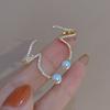 Inlaid Rhinestone Clip Earrings for Women Fashion Pearl Earrings Ear Bone Clip Wedding Party Zircon Gifts