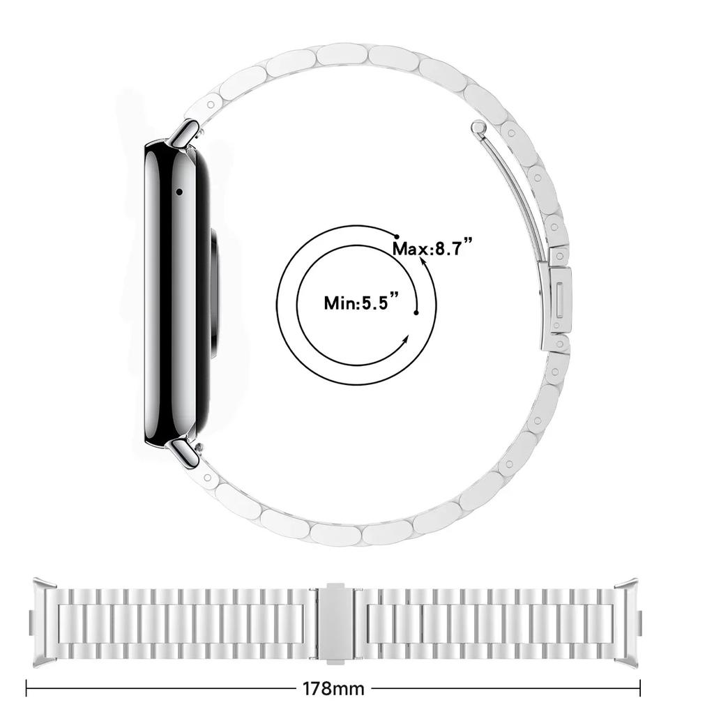 Edelstahlarmband für Redmi Watch 4 Metall Luxusband Ersatz Uhrenarmband für Xiaomi Mi Band 8 Pro Sport Armband Correa