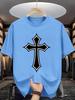 Faith Graphic T Shirt For Unisex Gothic Outline Cross Christian Symbol Crew Neck Tee Classic Religious Icon Print Casual Daily Tops
