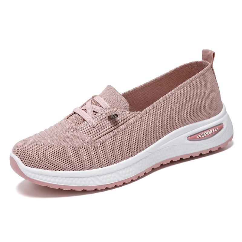 New Casual Women's Shoes Flying Woven Breathable Mom Shoes Shallow Single Shoes