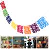 Day Of The Dead Decoration Hollowed Out Square Garland Plastic Bunting Banners Multicolor Mexican Banner Holiday Art Decoration