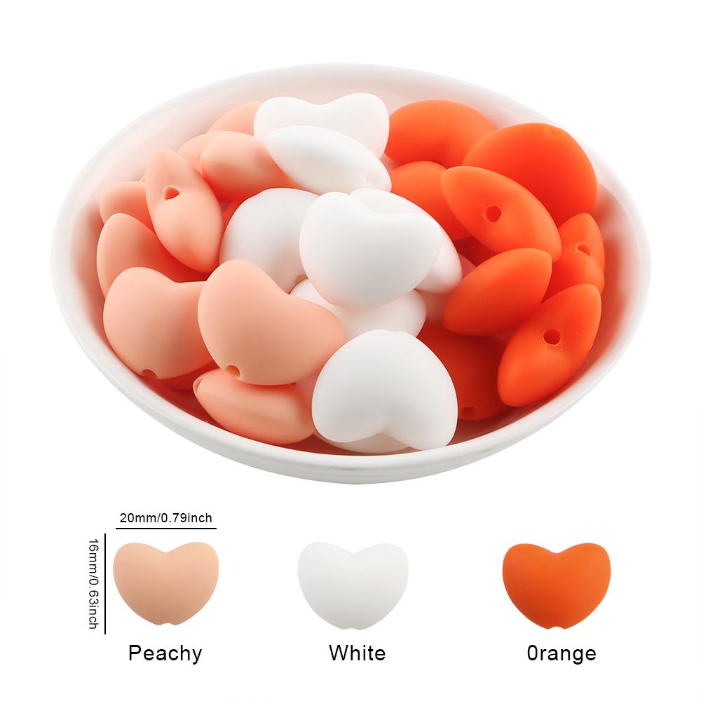 Kovict 21pcs Silicone Beads Heart Shape Charm For Jewelry Making Necklace Bracelets Accessories