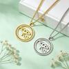 Skyrim Hollow Out Ancient Egyptian Horus Eye Necklace Stainless Steel Retro Ra Round Pendant Necklace Men's and Women's Jewelry