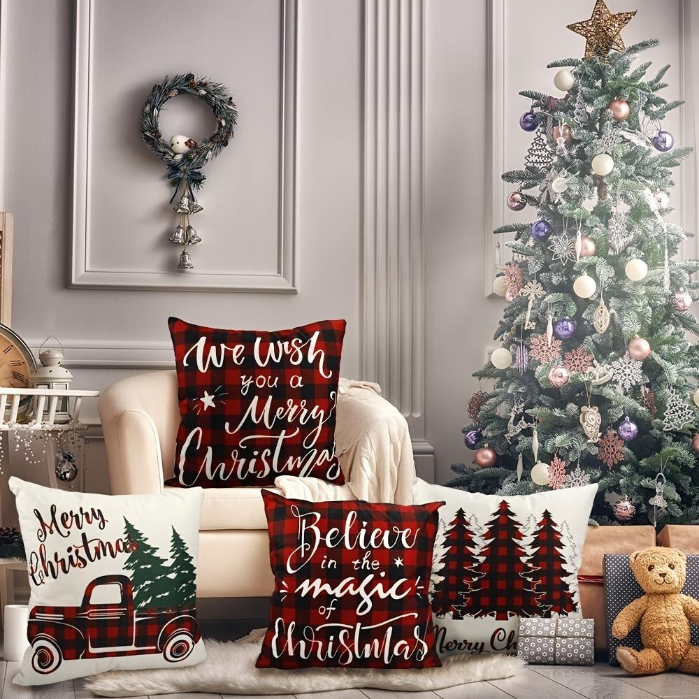 Merry Christmas decoration pillowcase Car Christmas Tree Lattice Pillow cover Sofa Cushion suite room home decoration gift