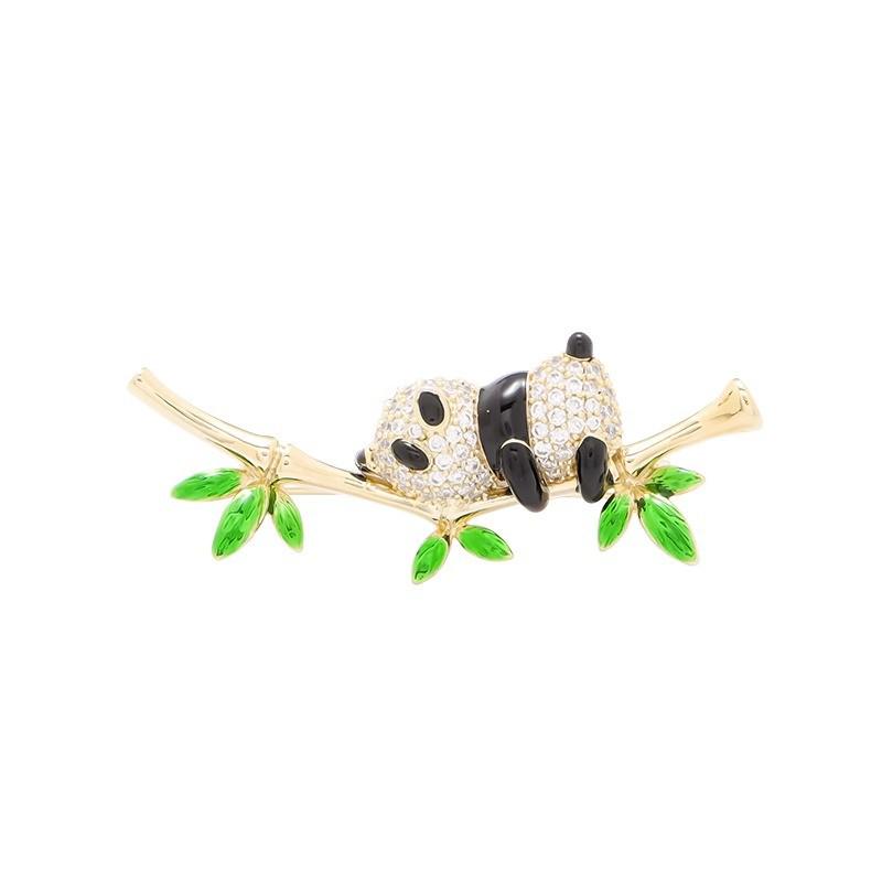 "Elegant Chinese-Style Panda Brooch for Women - Niche Cartoon Pin with Anti-Exposure Design"