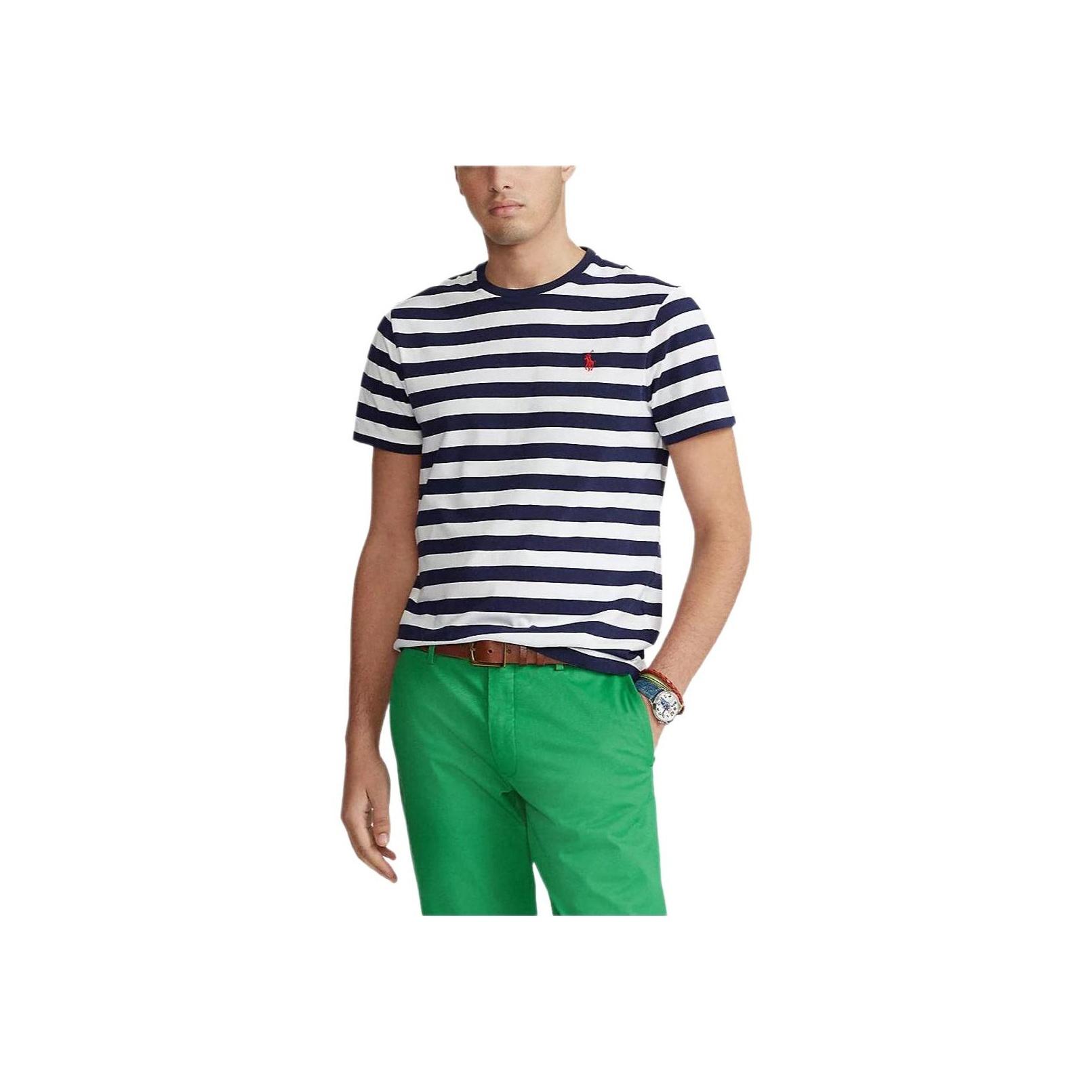 

Polo Ralph Lauren Ss23 Полосатая футболка с коротким рукавом и круглым вырезом, мужская, топы, темно-синий 710843088-005 L