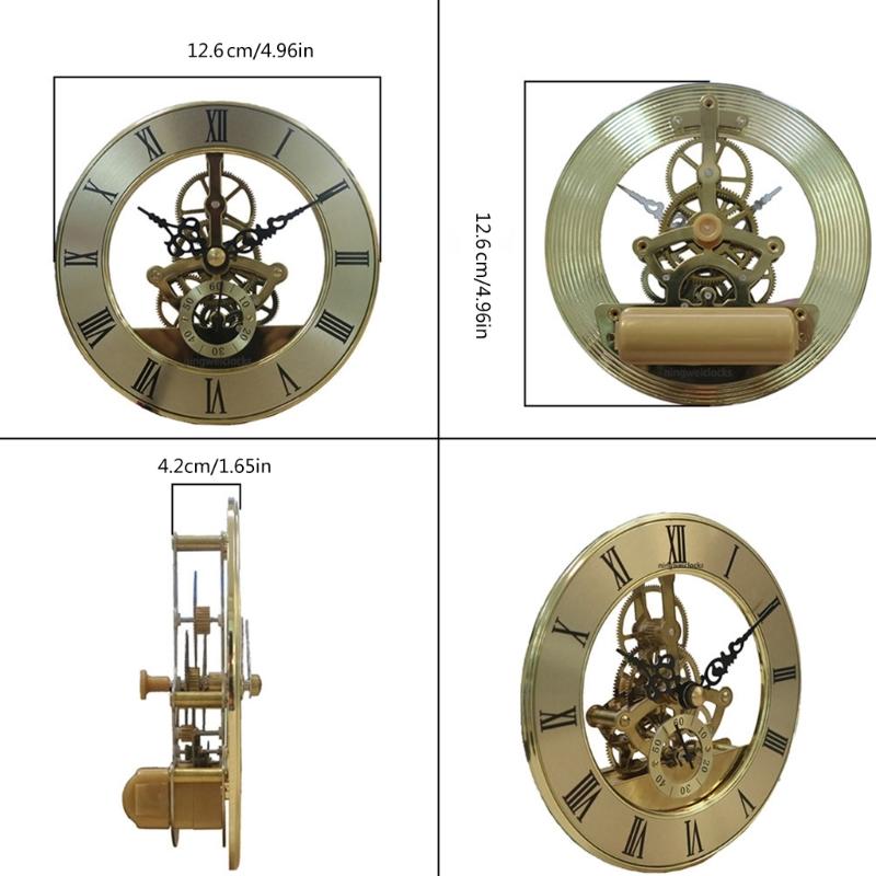 Elegant Metal Clock Head Insert with Roman Numerals 126mm Diameter Quiet Movement Quartzs Clock Face for Home Decors