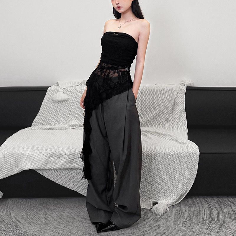 

Top2024 Fashion Style Summer New Arrival Women s Clothing Pure Color Silm Street Fashion off-Neck Tube Top Backless Tops Unilateral streamer Black S