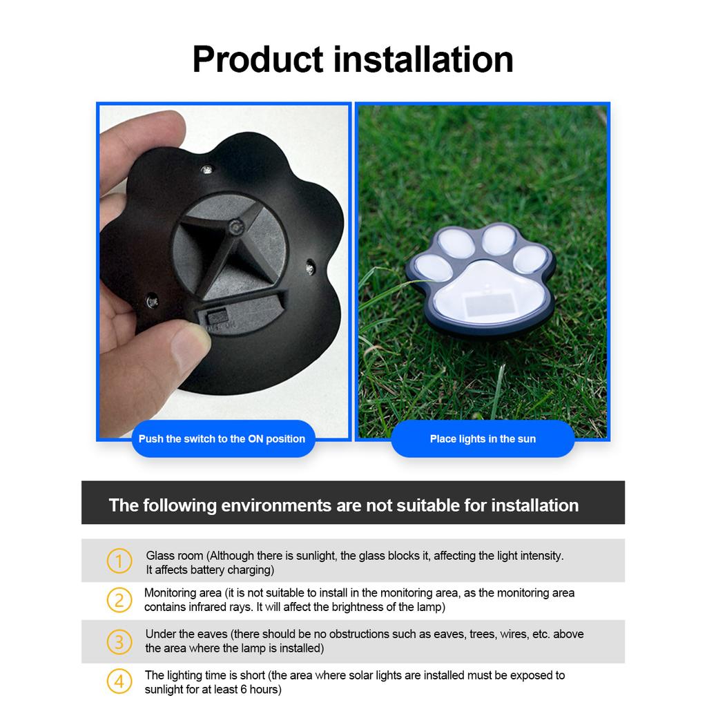 Solar Lawn Light Buried Light Garden Decoration Dog Paws Light Outdoor Waterproof Garden Courtyard Landscape Pathway Solar Light