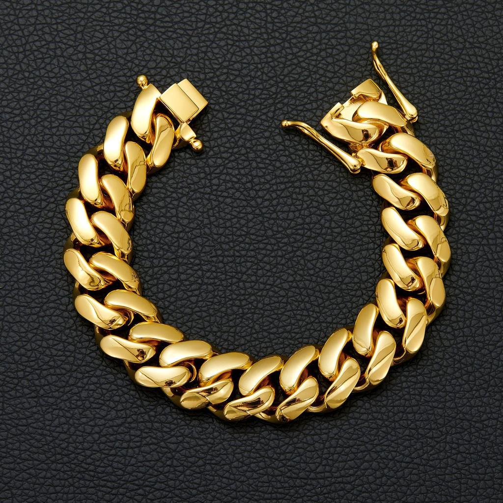 Dragon Head Clasp Cuban Bracelet 14K Solid Gold 8-22mm Micro Sculpted Buckle Hip Hop Men Jewelry