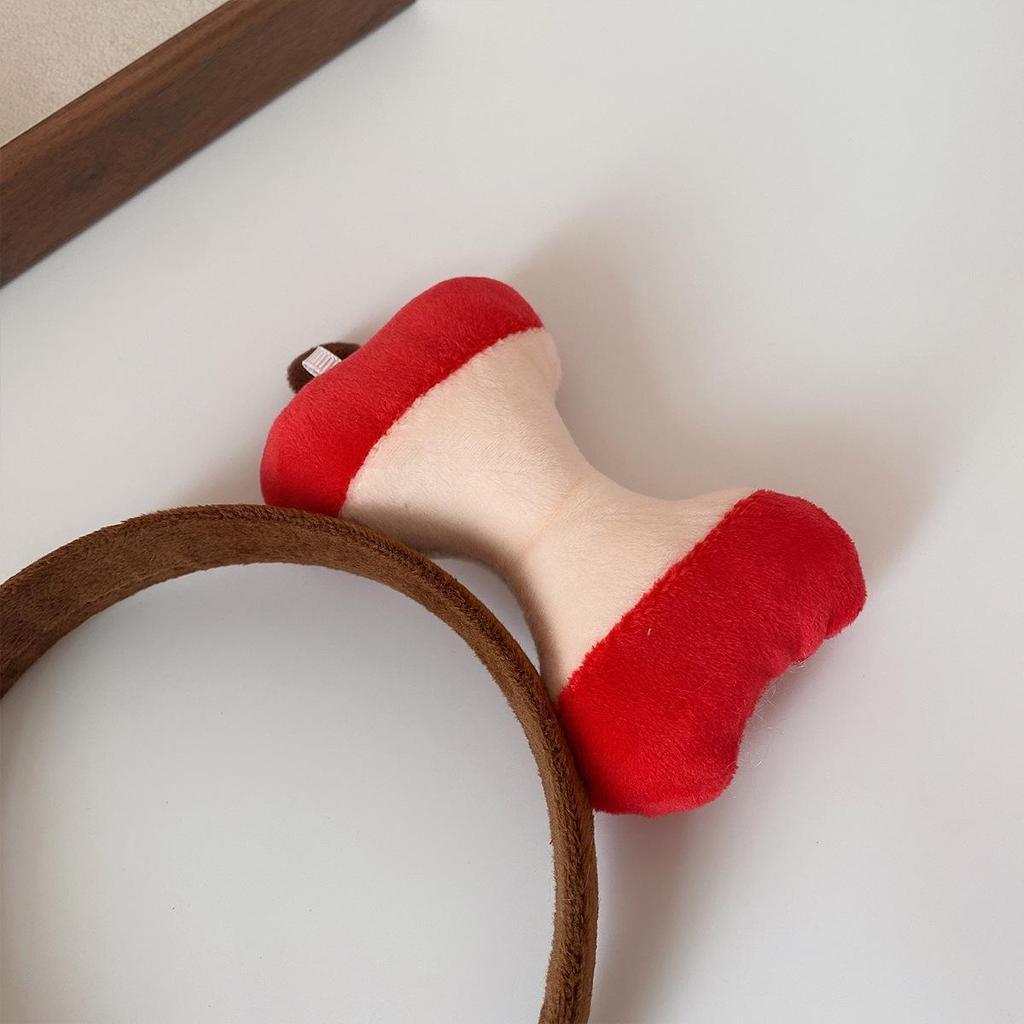 Creative Apple Core Plush Headband - Cute & Funny Fruit Expression for Photo Booths & Performances
