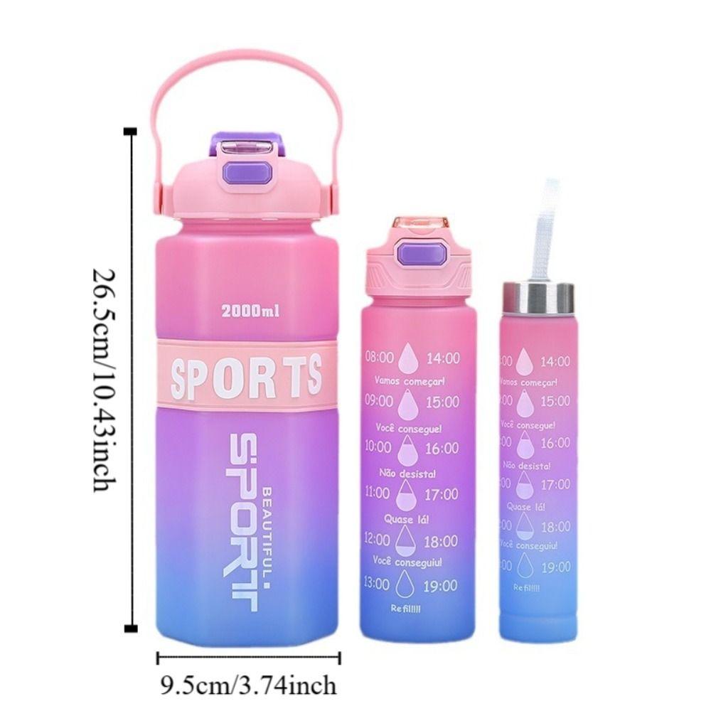 Three Piece Set Leak Proof Colorful Cup Large Capacity Fitness Sports Kettle  Travel