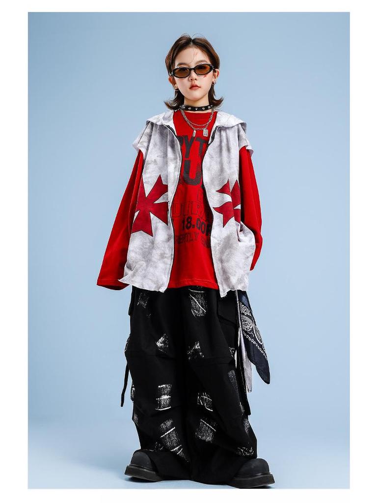 Kids' Hip Hop Jazz Dance Costume Set - Trendy Streetwear for Boys and Girls, Summer Performance Outfit