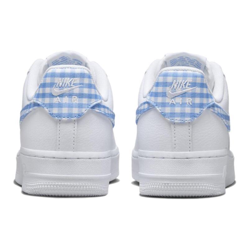 Nike Air Force 1 Low '07 Essential White University Blue Gingham Women's Sneakers DZ2784-100