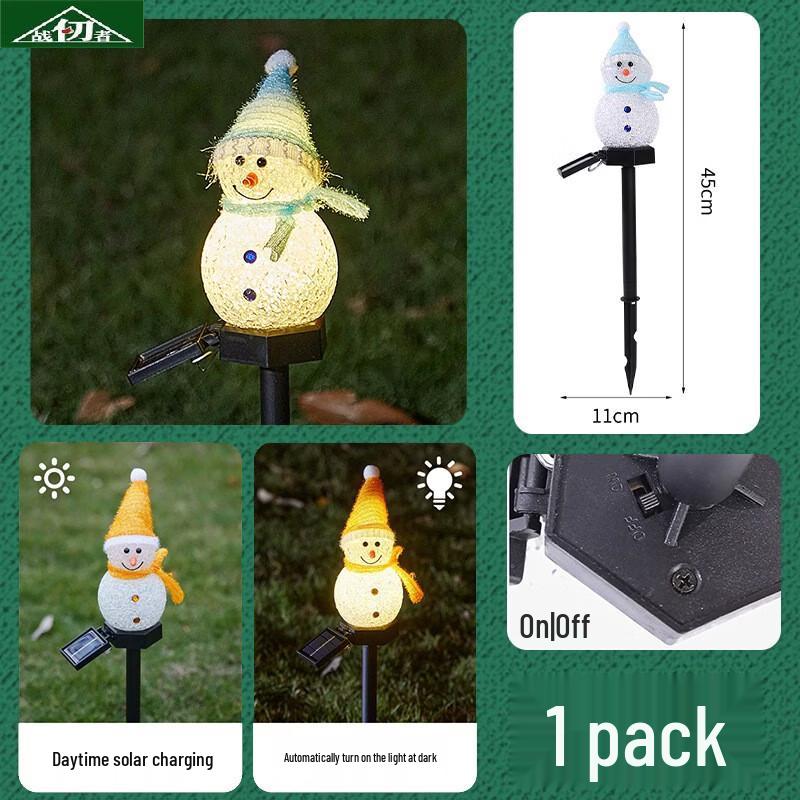 Solar Powered Blue Hat Snowman Lawn Stake Light