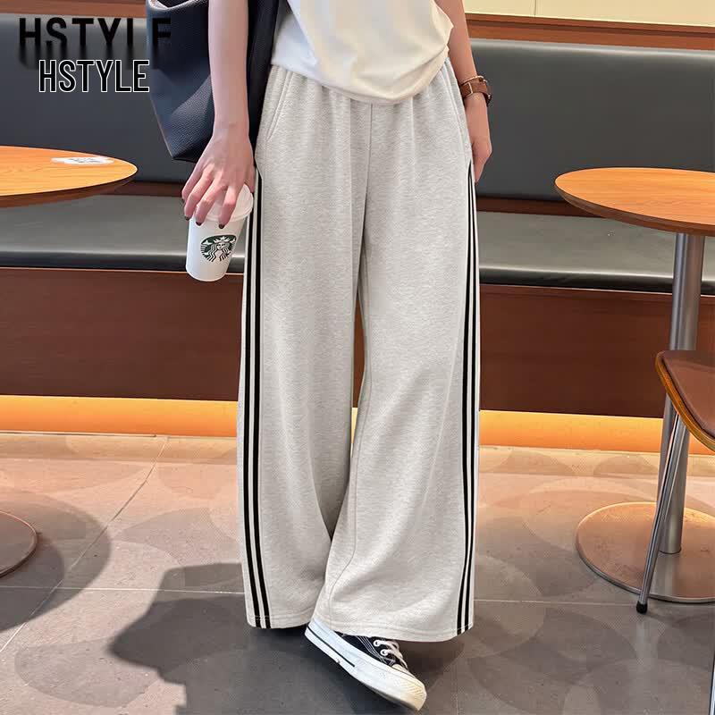 HSTYLE Women's Striped High-Waist Wide-Leg Casual Sport Pants
