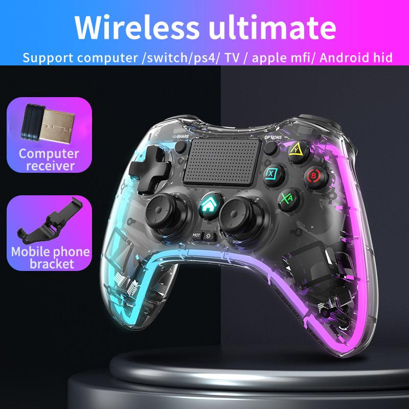 Transparenter Kristall Wireless Game Controller Switch /Android /PC/IOS Joystick Gamepad für P4 Konsole Touch-Tasten