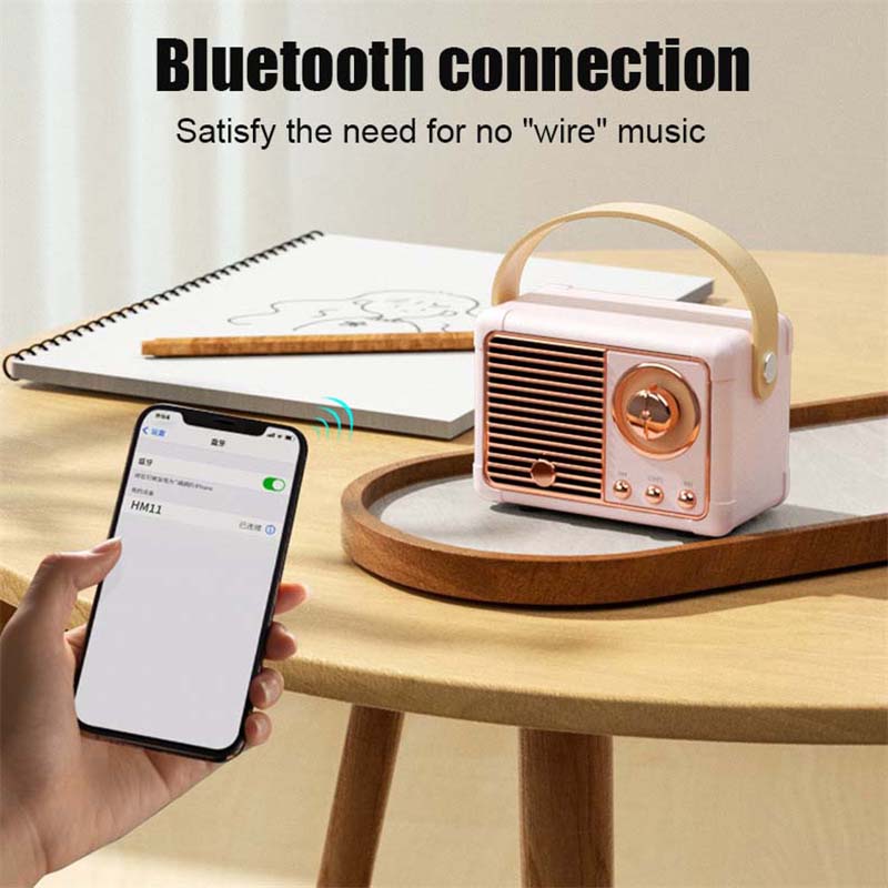 Haut-parleur stéréo Hifi rétro Bluetooth V5.0, Portable, sans fil, Vintage, en plastique, 3W, gamme complète, 50hz-20khz, lecteur de musique